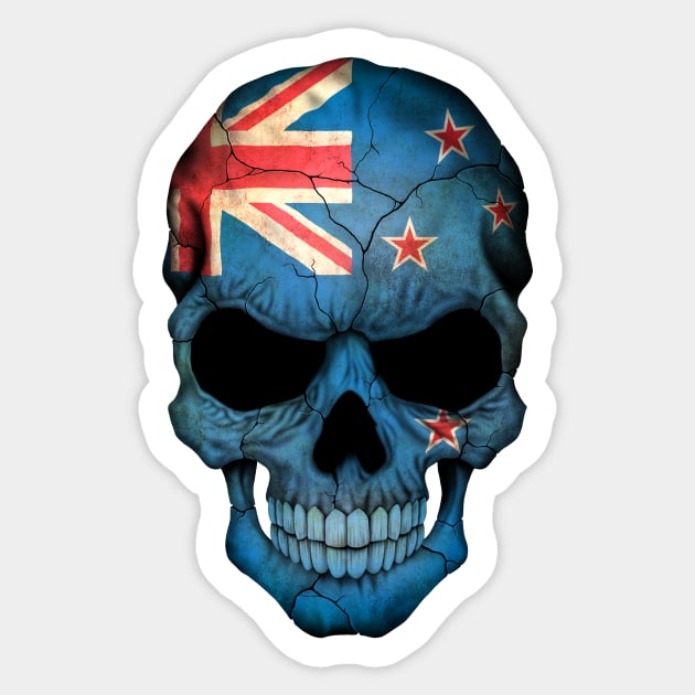 New Zealand Flag Skull Sticker by jeffbartels